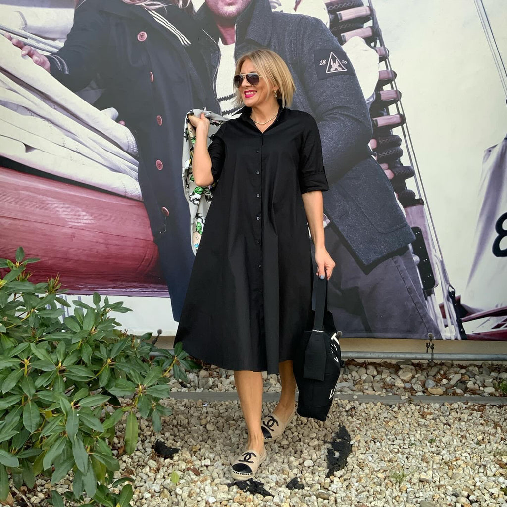 Hemdblusenkleid in Schwarz