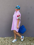 Hemdblusenkleid Rosa mit Stickerei